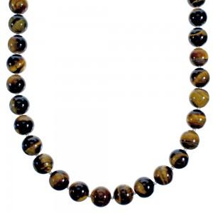 Sterling Silver Tiger Eye Bead Necklace SX115250