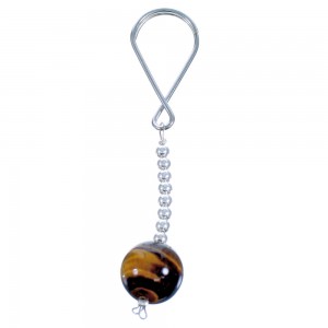 Genuine Sterling Silver Tiger Eye Key Chain RX115351