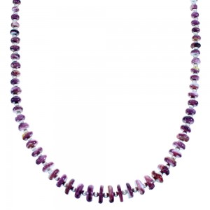 Southwestern Purple Oyster Shell Sterling Silver Bead Necklace DX117065