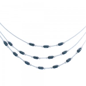 3-Strand Liquid Sivler Hematite Necklace BX116211