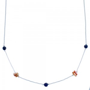 Oyster Shell Lapis Liquid Silver Necklace DX117170