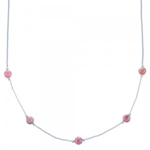 Rhondochrosite Liquid Silver Bead Necklace DX117180