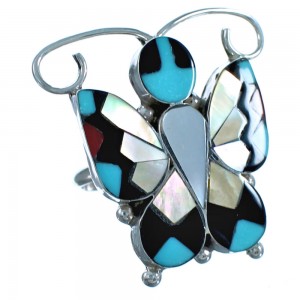 Sterling Silver Zuni Butterfly Multicolor Ring Size 6, 7, 8 CS117657