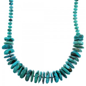 Sterling Silver And Turquoise Southwestern Bead Necklace DX117651