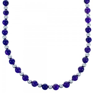 Southwest Sterling Silver Amethyst Bead Necklace DX117702