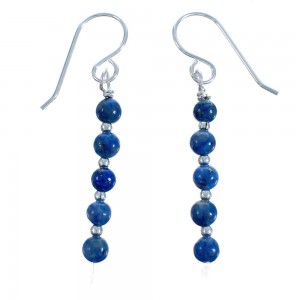 Denim Lapis Genuine Sterling Silver Bead Hook Dangle Earrings DX117759