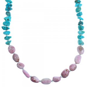 Rhodochrosite Turquoise Southwest Sterling Silver Bead Necklace RX117845