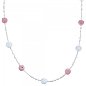 Sterling Silver Howlite Rhodochrosite Bead Necklace BX118724