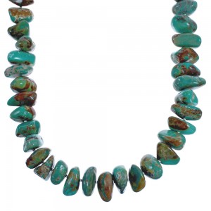 Authentic Sterling Silver Green Turquoise Southwest Bead Necklace BX119748