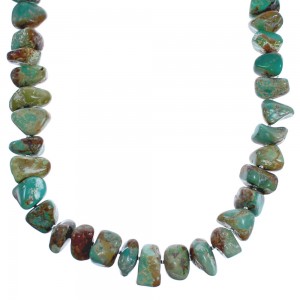 Green Turquoise Authentic Sterling Silver Southwest Bead Necklace BX119749