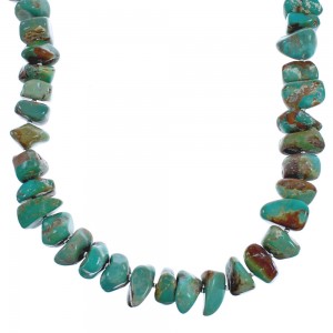 Authentic Sterling Silver Southwest Turquoise Bead Necklace BX119752
