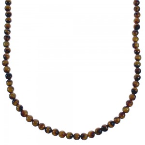 Genuine Sterling Silver And Tiger Eye Southwestern Bead Necklace BX119759