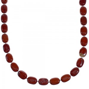 Southwest Sterling Silver Poppy Jasper Bead Necklace RX119204