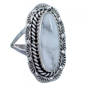 Twisted Sterling Silver Navajo Howlite Ring Size 8-3/4 BX119524