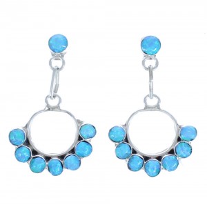 Zuni Blue Opal Sterling Silver Post Dangle Earrings BX119605