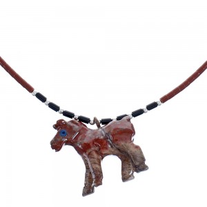 Bead Genuine Sterling Silver Multicolor Horse Necklace BX120725