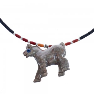 Southwest Bead Sterling Silver Horse Multicolor Necklace BX120727