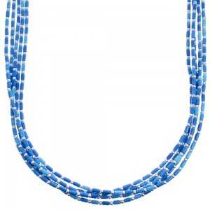 Southwestern Denim Lapis Liquid Sterling Silver 5-Strand Necklace BX120690