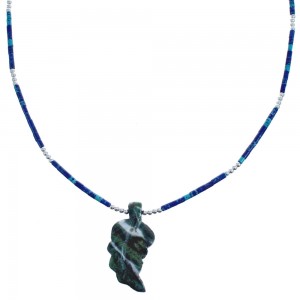 Southwest Azurite And Jasper Bead Sterling Silver Leaf Necklace BX120798
