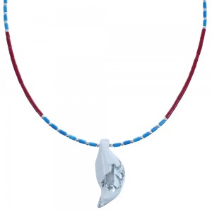 Coral And Denim Lapis Southwestern Sterling Silver Leaf Bead Necklace BX120807