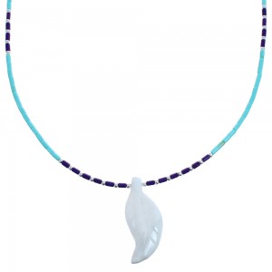Sterling Silver Southwestern Turquoise And Sugilite Leaf Bead Necklace BX120813
