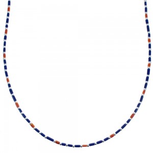 Southwest Lapis And Oyster Shell Sterling Silver Heishi Bead Necklace BX120751