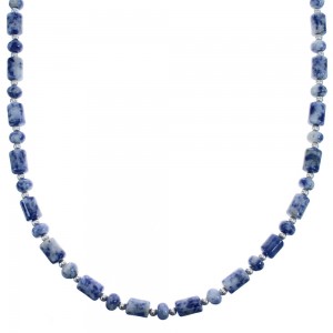 Southwest Dumortierite Authentic Sterling Silver Bead Necklace BX119848