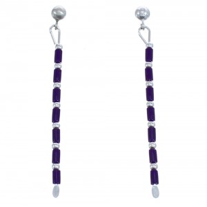 Authentic Sterling Silver Sugilite Bead Post Dangle Earrings BX119926