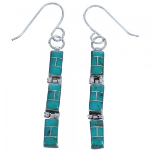 Turquoise Link Authentic Sterling Silver Southwest Hook Earrings BX120562