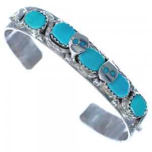 Turquoise Sterling Silver Zuni Effie Calavaza Snake Cuff Bracelet BX120202