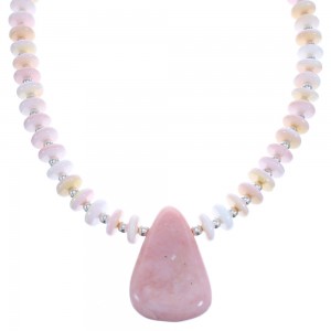 Southwestern Sterling Silver Pink Opal Agate Bead Necklace BX120639