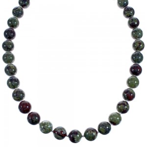 Southwest Sterling Silver Dragon Blood Agate Bead Necklace BX120535