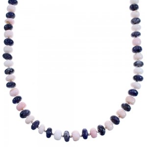 Pink Opal Agate And Charoite Sterling Silver Bead Necklace BX120538