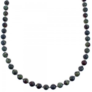 Southwestern Dragon Blood Jasper Sterling Silver Beaded Necklace BX120581