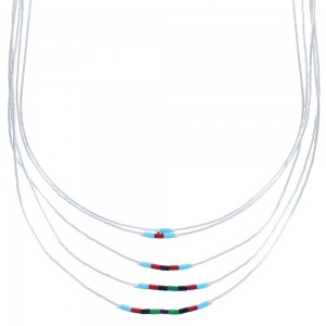 Liquid Sterling Silver Multicolor 5-Strand Bead Necklace BX120512