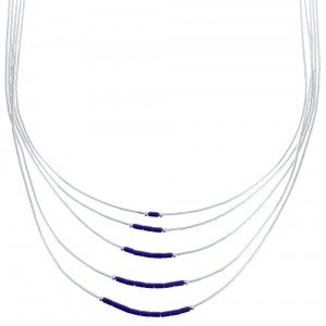 Hand Strung Liquid Silver Lapis 5-Strand Necklace BX120514