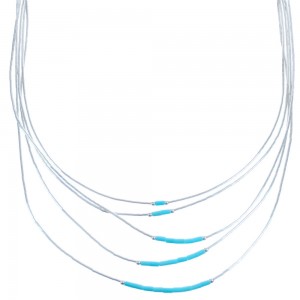 Blue Turquoise Liquid Sterling Silver 5-Strand Necklace BX120585