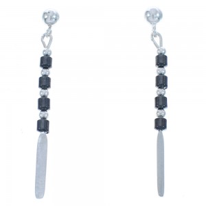 Southwest Sterling Silver Hematite Bead Post Dangle Earrings BX120603