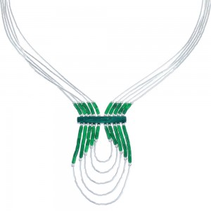 Malachite Liquid Sterling Silver Hand Strung 5-Strand Necklace BX120667