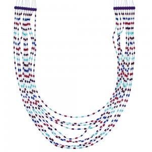 Multicolor Bead Liquid Silver Hand Strung 10-Strand Necklace BX120669