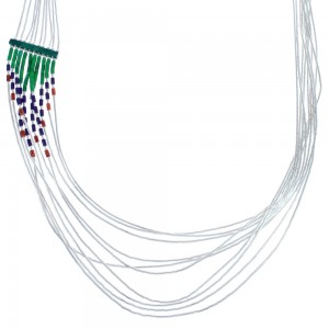 Multicolor Heishi Bead Liquid Silver Hand Strung Necklace BX120670