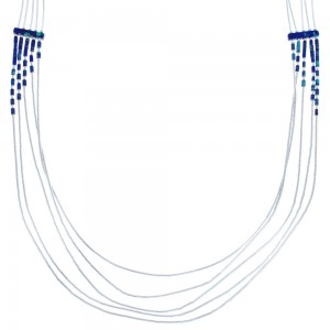 Azurite 5-Strand Bead Liquid Silver Hand Strung Necklace BX120671