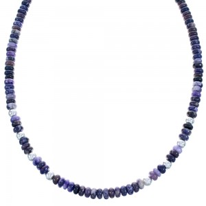 Southwestern Sterling Silver And Charoite Bead Necklace BX120738