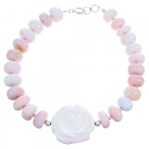 Pink Opal Sterling Silver Bead Bracelet KX120995