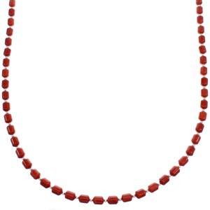 Sterling Silver Coral 24" Bead Necklace KX121070