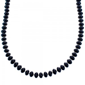 Sterling Silver Onyx 20" Bead Necklace KX121061