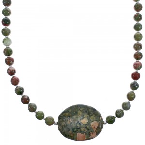 Southwest Unakite Bead Necklace KX121080