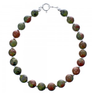 Sterling Silver Unakite Bead Bracelet KX121088