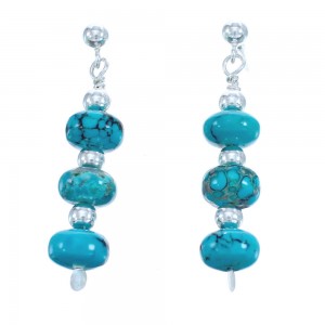 Turquoise Bead Post Dangle Earrings KX120952