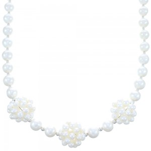 Fresh Water Pearl Sterling Silver Bead Necklace KX120900